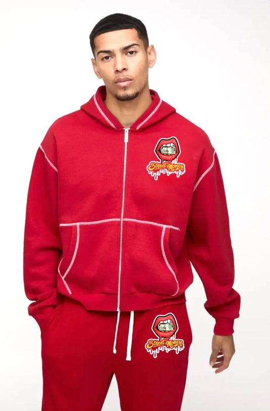 Oversized StreetMoney Moto Zip Through Hoodie streetmoneyclothing