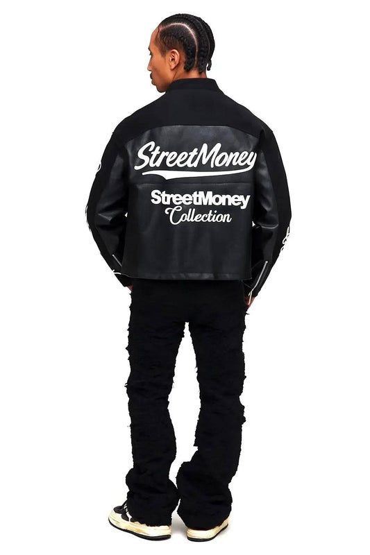 StreetMoney Fit Tumbled PU Homme Moto Jacket - streetmoneyclothing