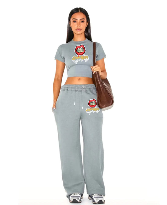 StreetmoneyClothing Shape Grey Printed Straight Leg Track Suit - streetmoneyclothing