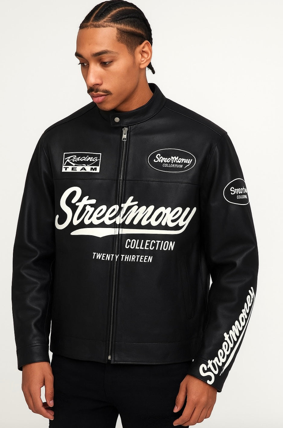 StreetMoney  Fit Tumbled PU Homme Moto Jacket