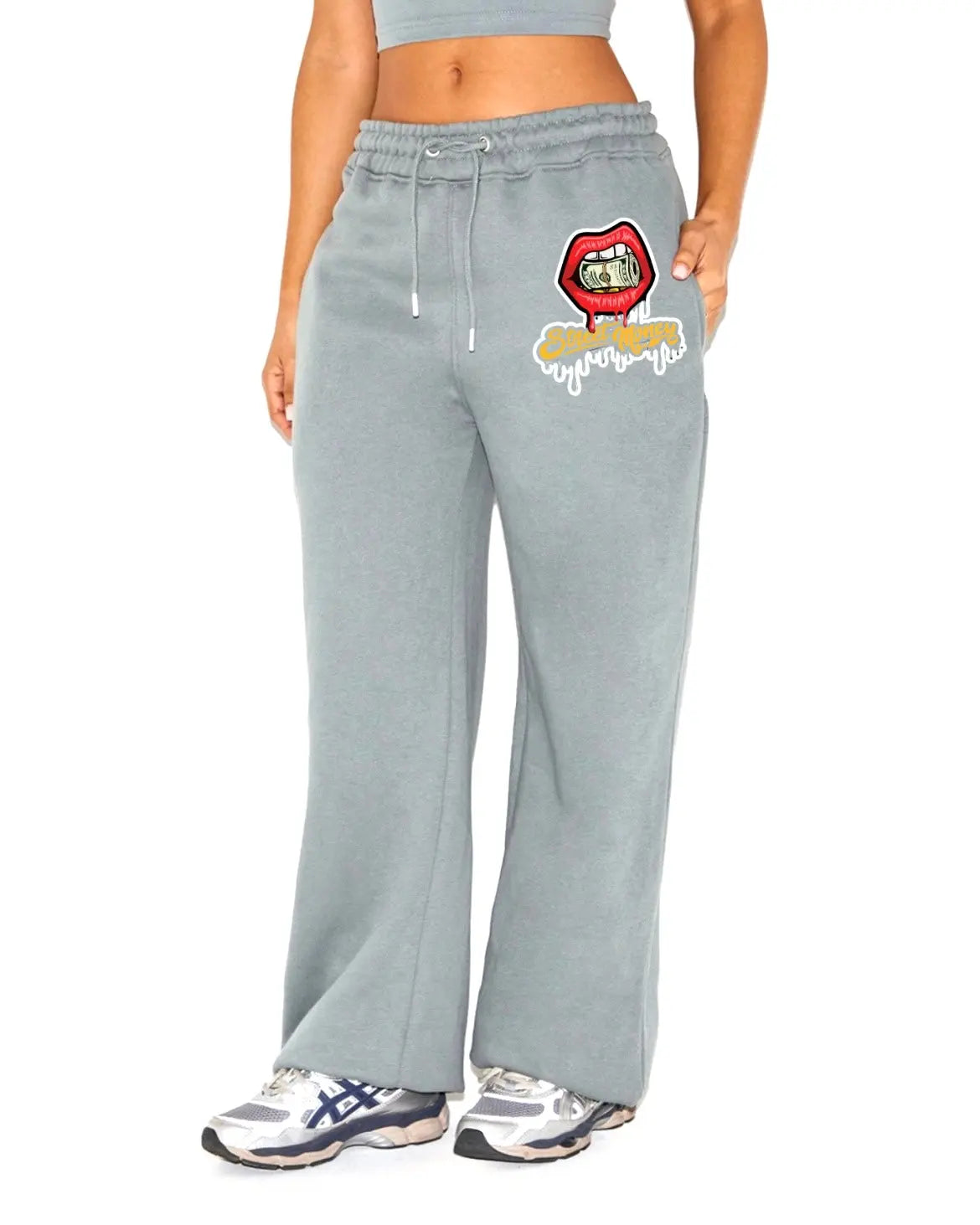 StreetmoneyClothing Shape Grey Printed Straight Leg Track Suit - streetmoneyclothing