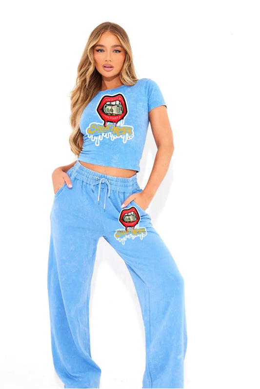 Blue Washed Low Rise Oversized wide leg Streetmoneyclothing - streetmoneyclothing