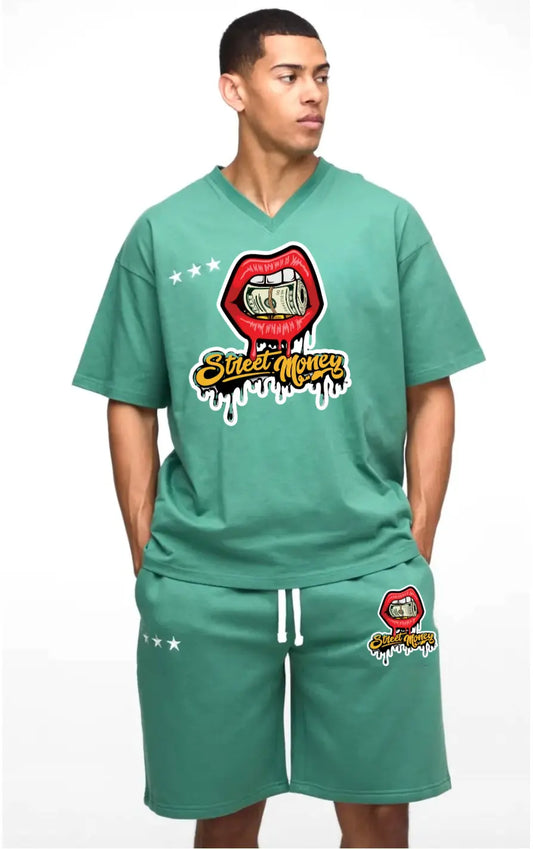 StreetMoney  Ofcl Varsity V Neck T-Shirt & Short Set streetmoneyclothing