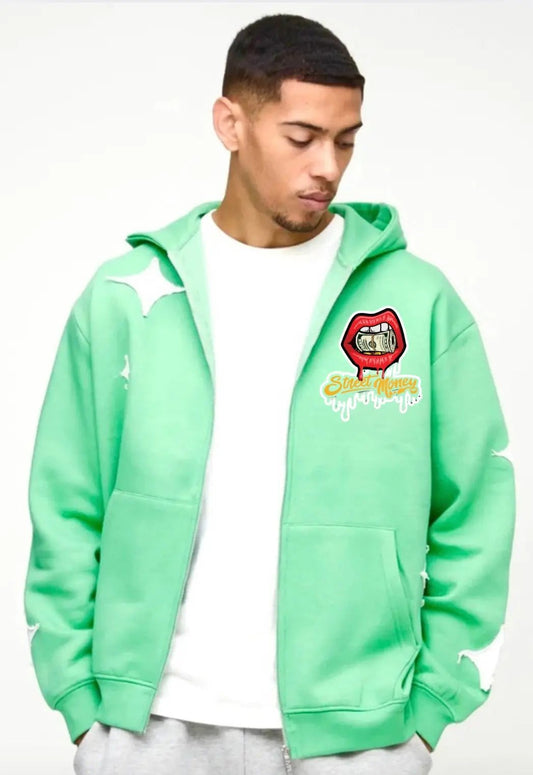 Oversized StreetMoney Zip Through Hoodie - streetmoneyclothing